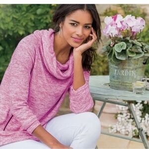 Soft‎ Surrounding Pink Cloud Nine Cowl Neck Pullover Sweatshirt
